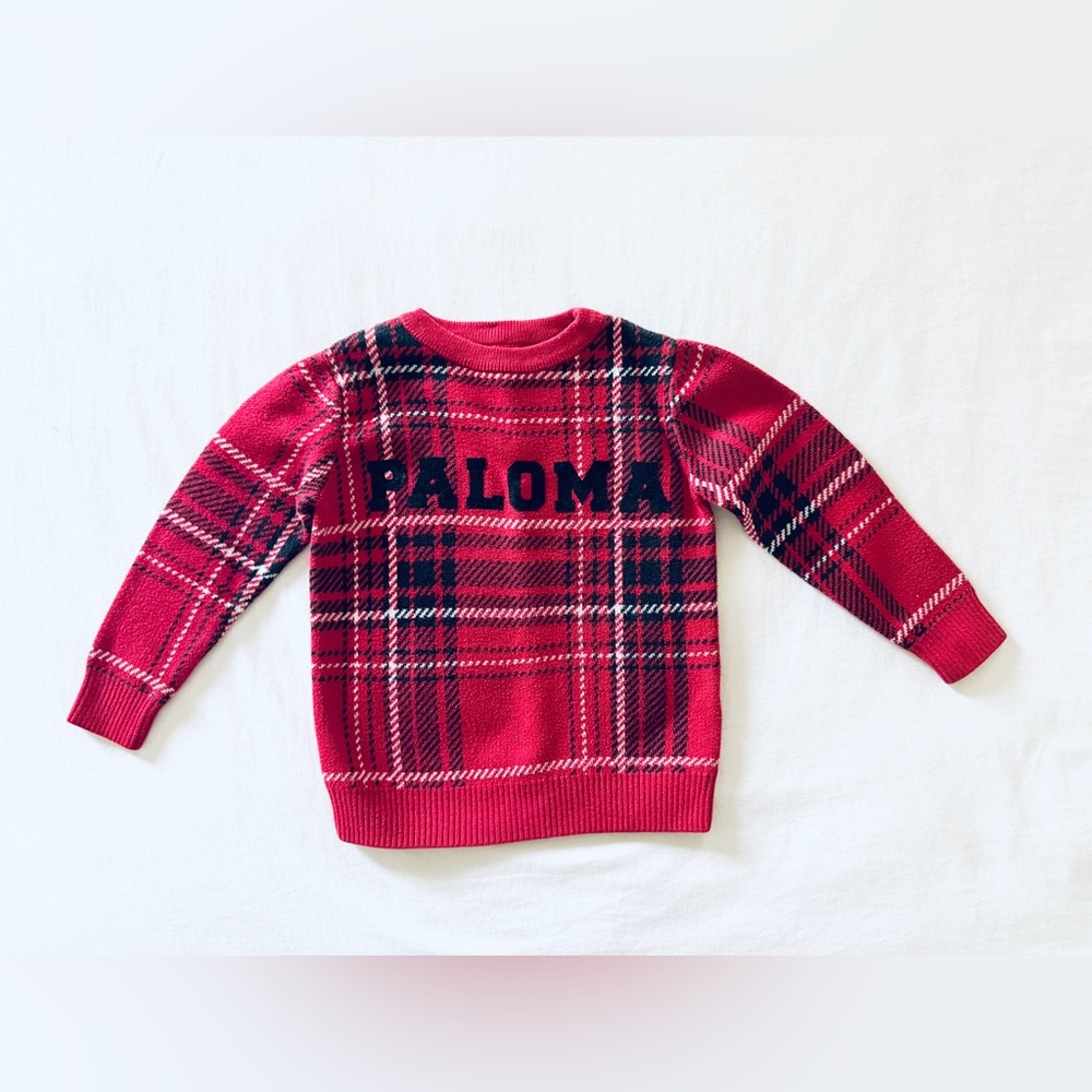 PALOMA Custom Red Plaid Sweater Girls 3T Preppy